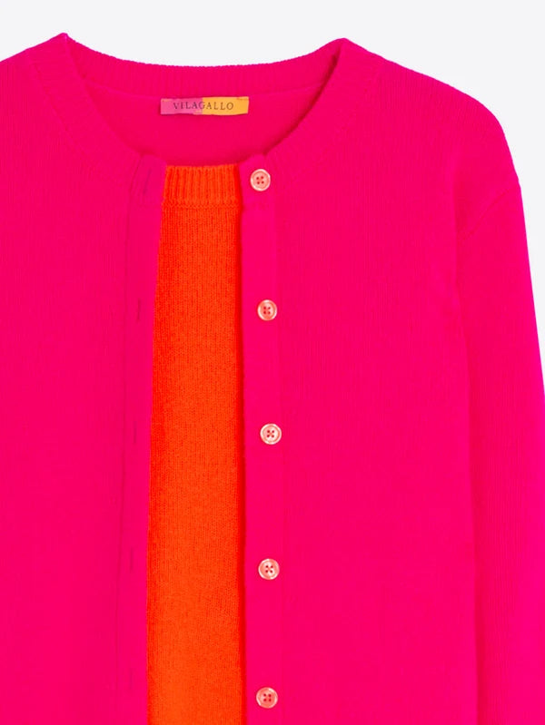 Vilagallo Fuschia/Orange Layered Wool Knitwear