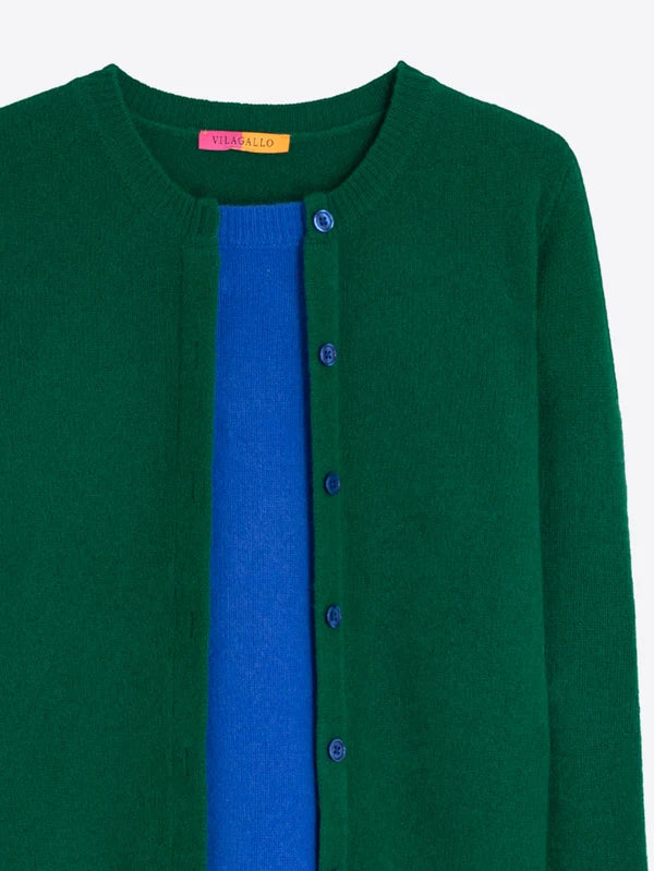 Vilagallo Layer Wool Jumper - Green &amp; Blue