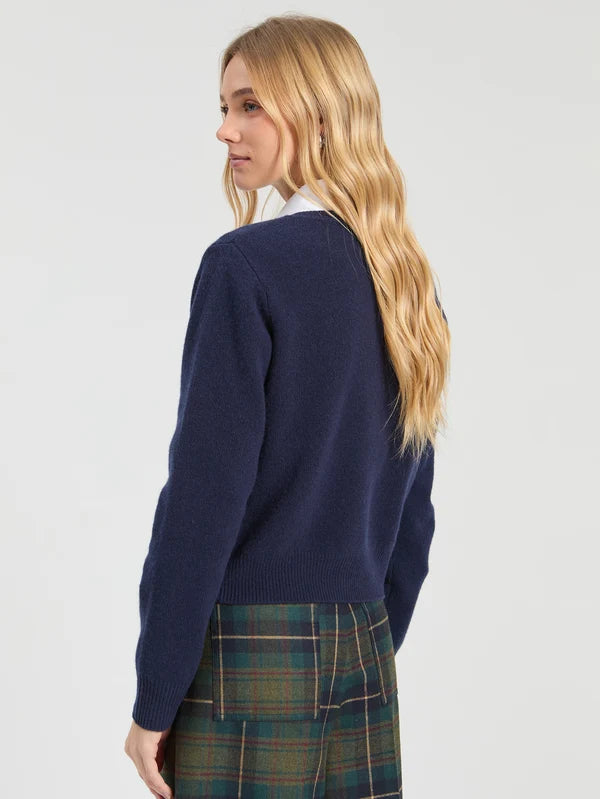 Vilagallo Intarsia Corazon Navy &amp; Red Heart Cardigan