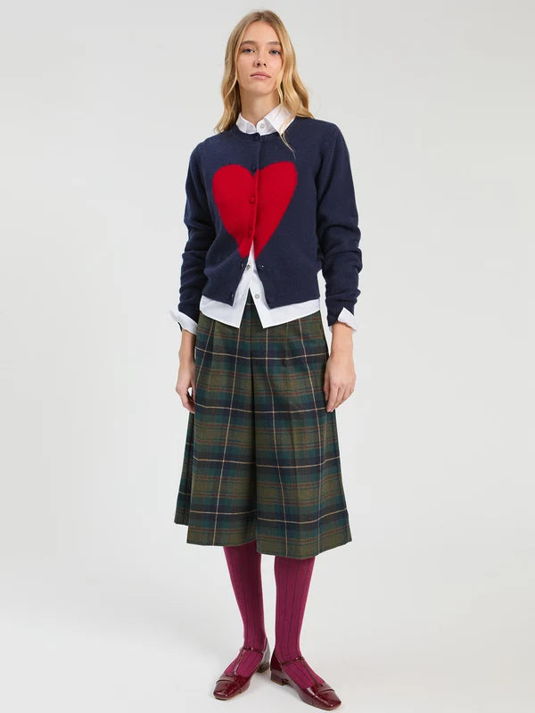 Vilagallo Intarsia Corazon Navy &amp; Red Heart Cardigan