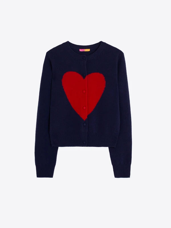 Vilagallo Intarsia Corazon Navy &amp; Red Heart Cardigan