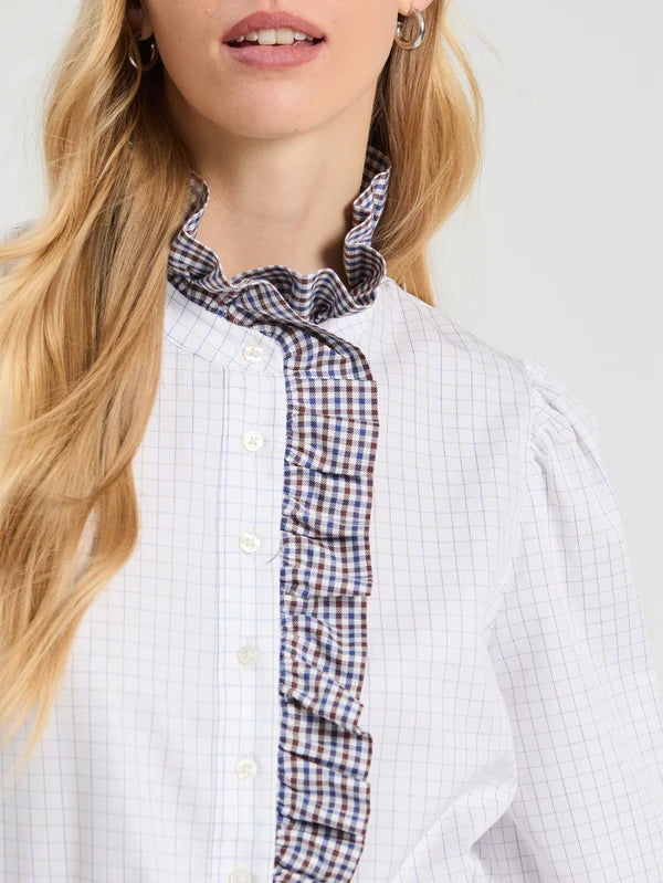 Vilagallo Cotton Volantes Mini Plaid  Shirt