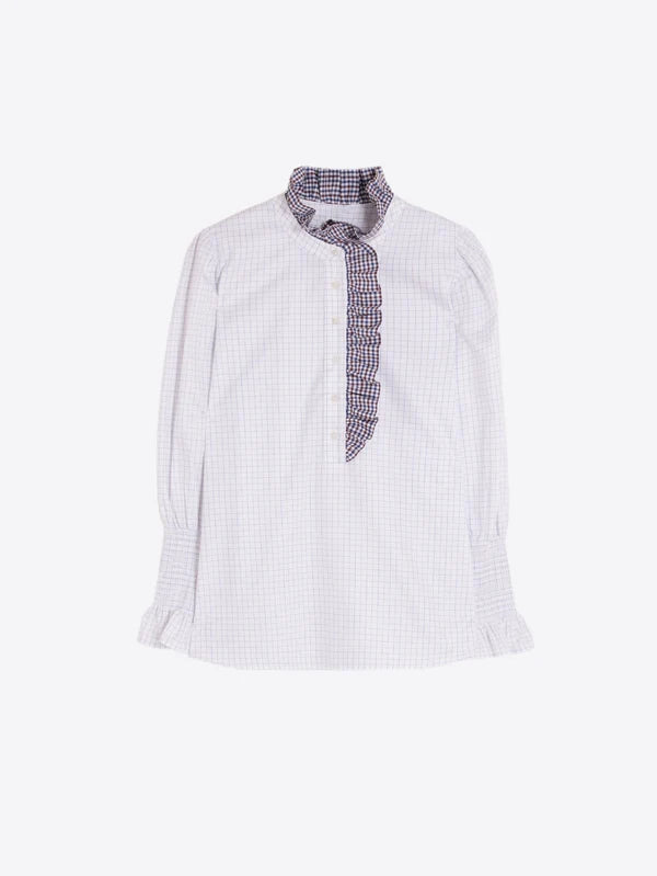 Vilagallo Cotton Volantes Mini Plaid  Shirt