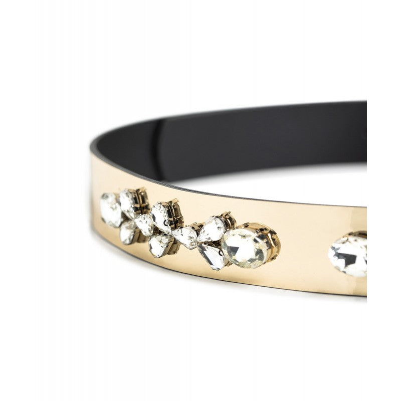 Access Fashion Metallic Gold Belt With Rhinestones