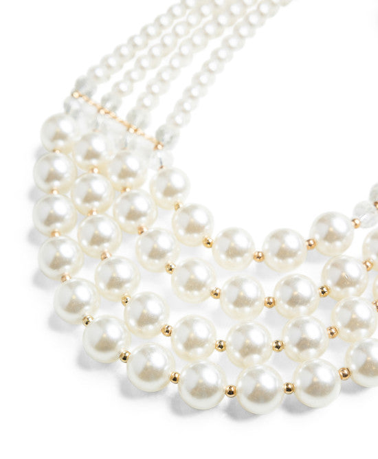 Access Fashion White Necklace With Four Levels Of Pearls