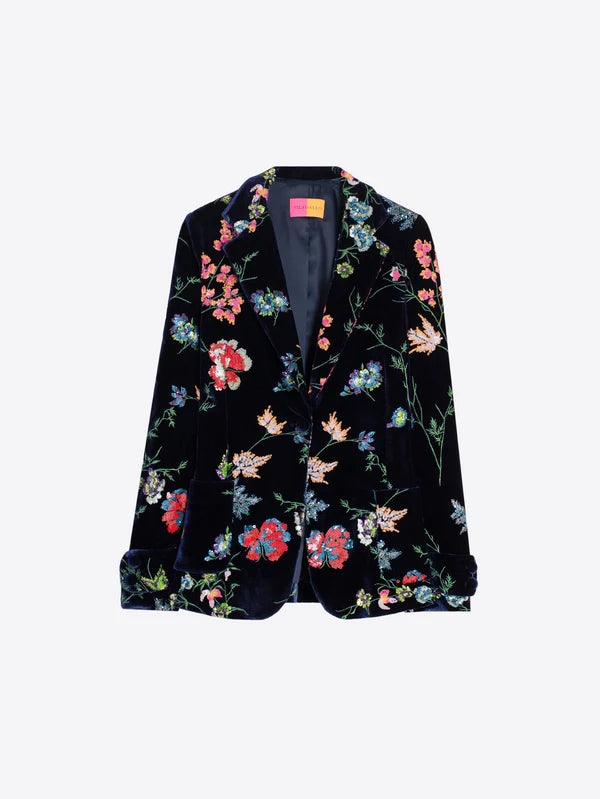 Vilagallo Sequin Floral Navy Jacket