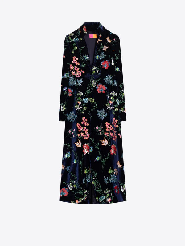 Vilagallo Ginebra Navy Floral Sequin Coat