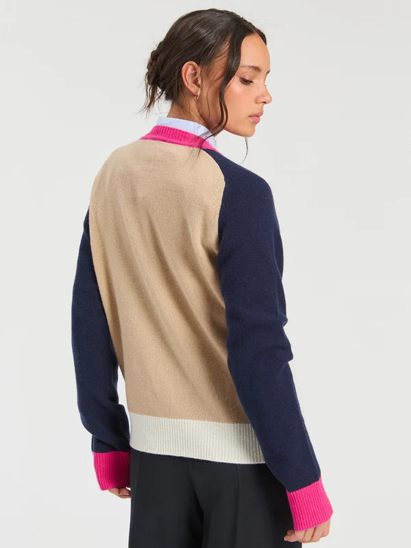 Vilagallo Ecru Navy &amp; Pink Ski Wool Jumper