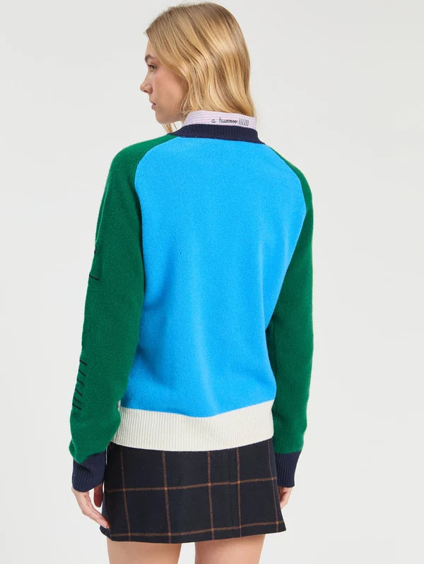 Vilagallo Embroidered Navy &amp; Green Ski Jumper