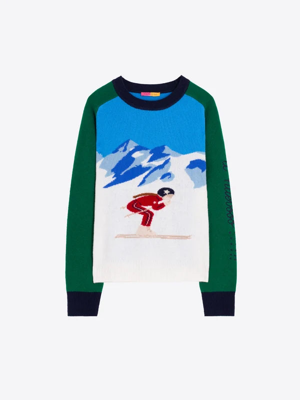 Vilagallo Embroidered Navy &amp; Green Ski Jumper