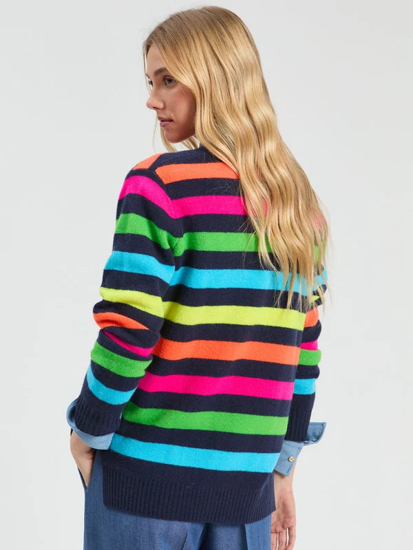 Vilagallo Alina Striped Wool Cardigan - V Neck