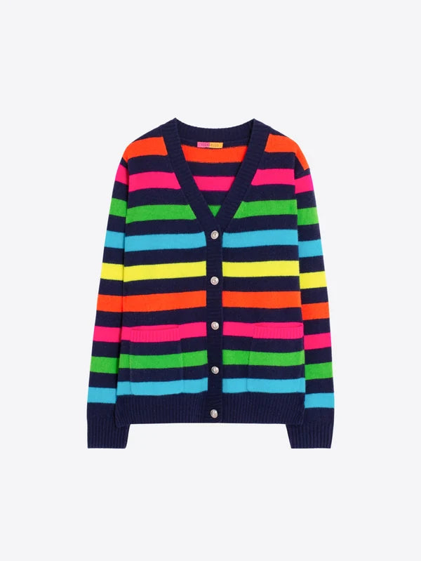 Vilagallo Alina Striped Wool Cardigan - V Neck