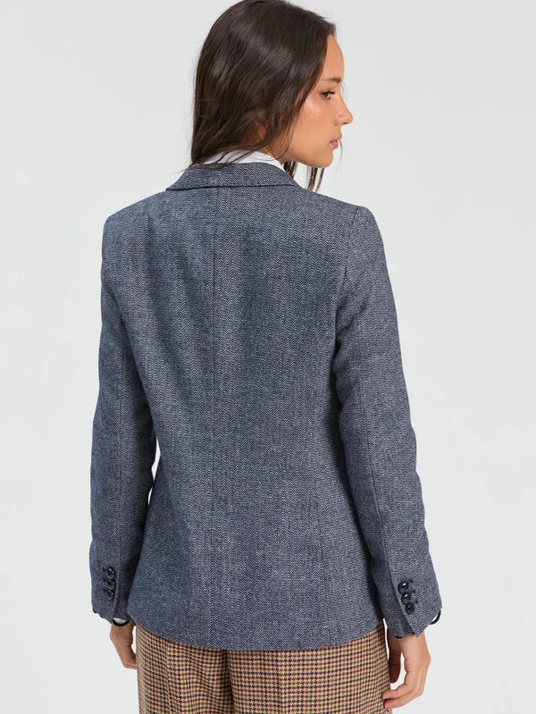 Vilagallo Hilary Embellished Blue Wool Embroidered Jacket