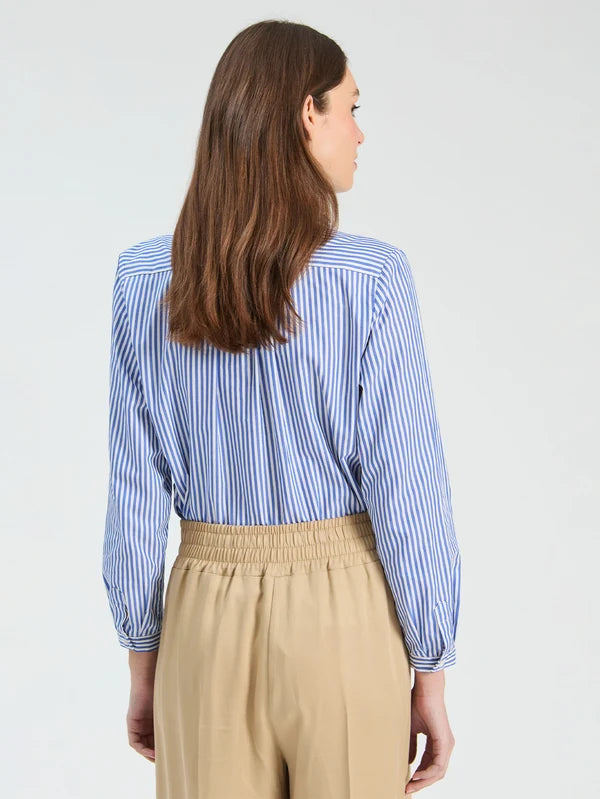Vilagallo Teal Striped Cotton Shirt
