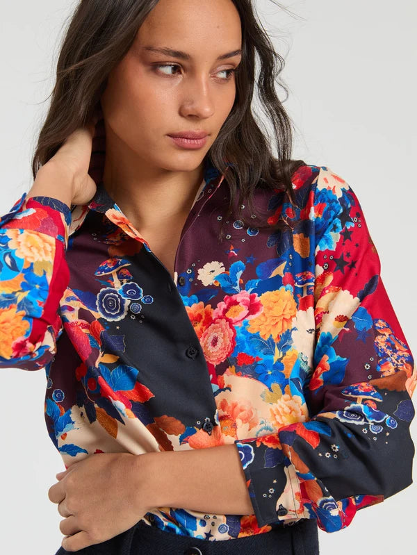 Vilagallo Artistic Floral &amp; Mushroom Shirt