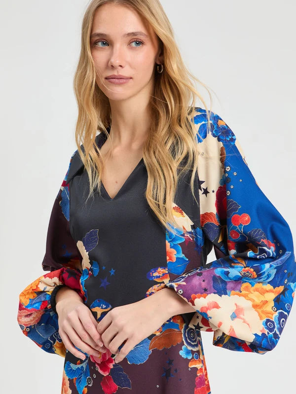 Vilagallo Eugenia Artistic Floral Long Dress