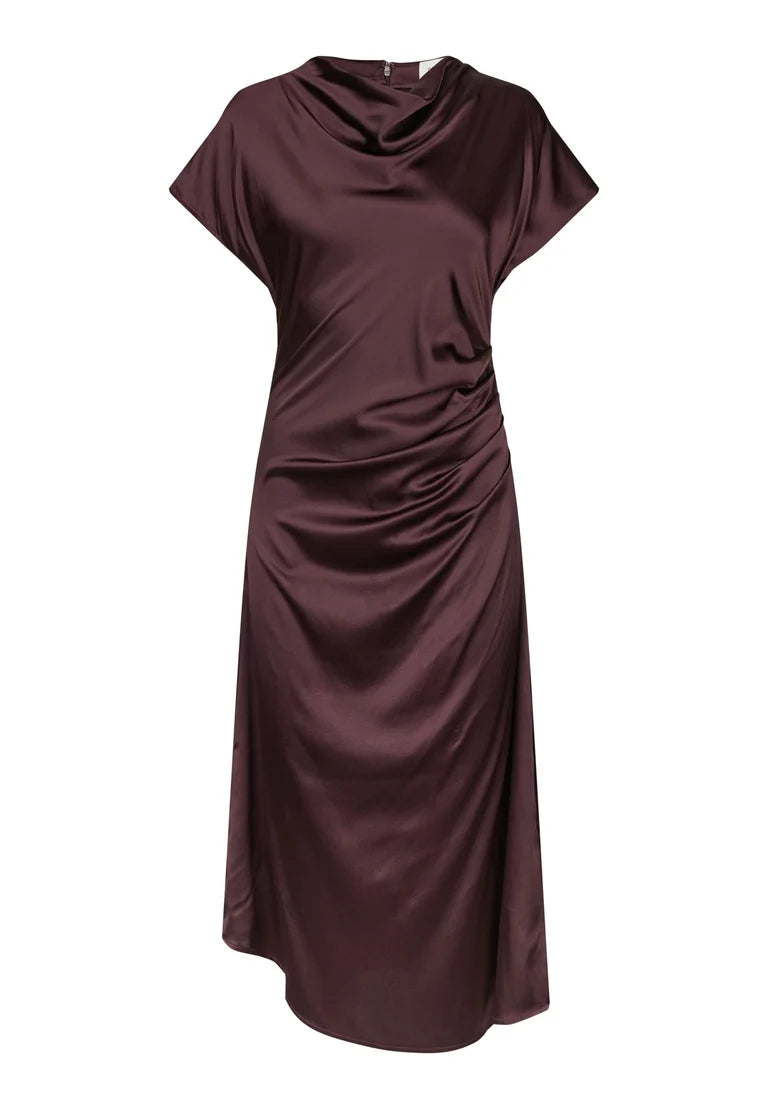 Dea Kudibal Jacinta Berry Wine Dress With Pleat Detail