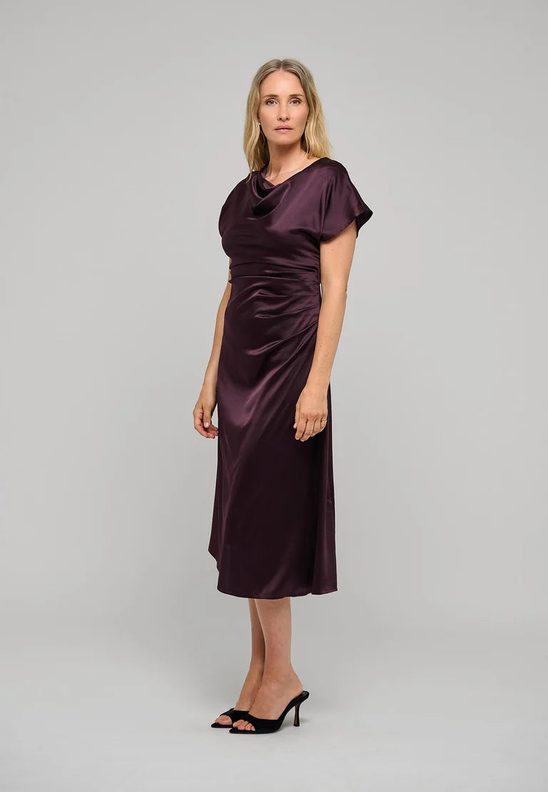 Dea Kudibal Jacinta Berry Wine Dress With Pleat Detail