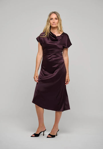 Dea Kudibal Jacinta Berry Wine Dress With Pleat Detail