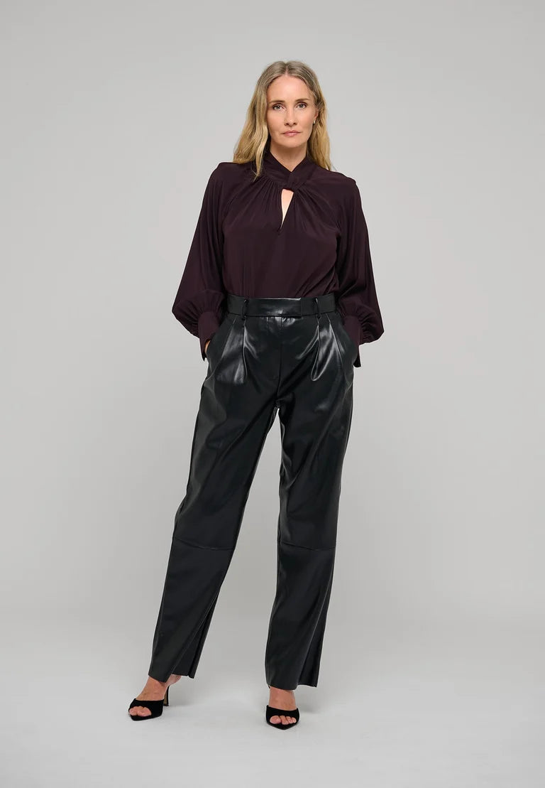 Dea Kudibal Madeline Berry Wine Blouse With Drape Detail