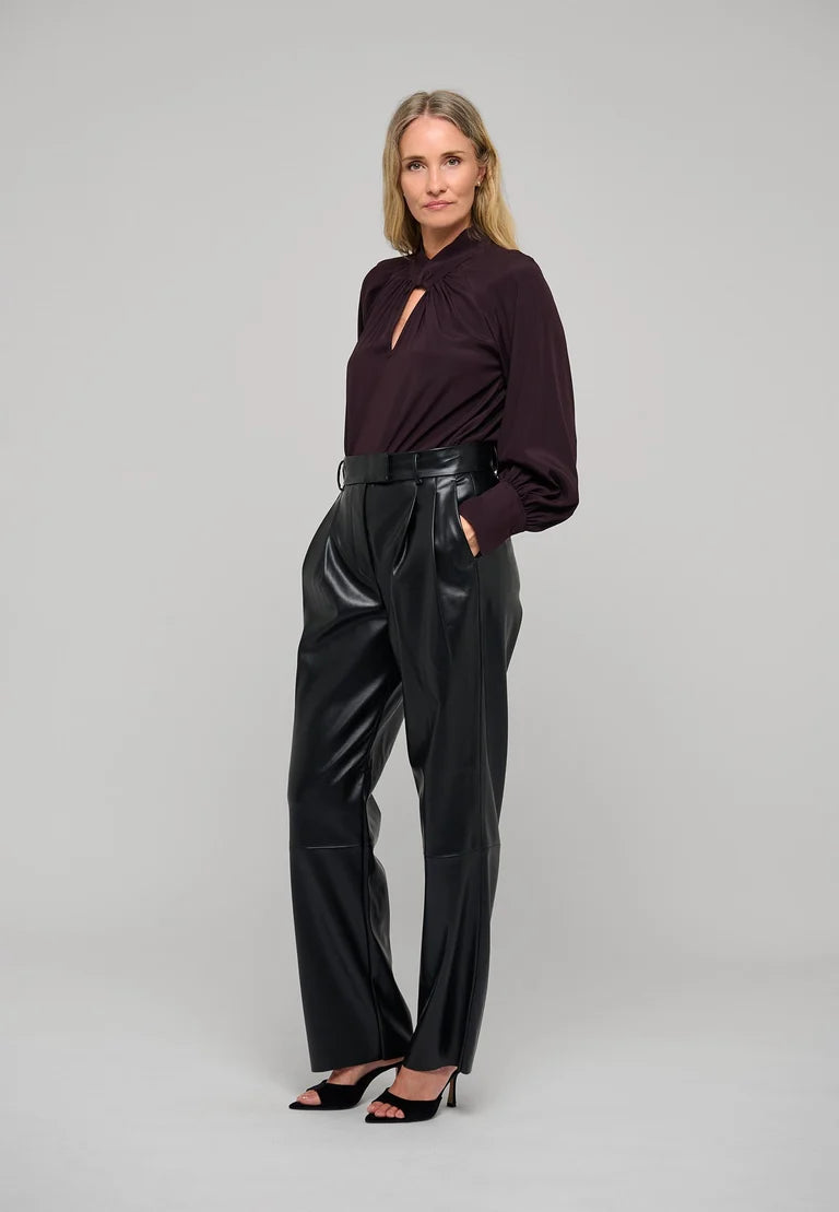 Dea Kudibal Madeline Berry Wine Blouse With Drape Detail