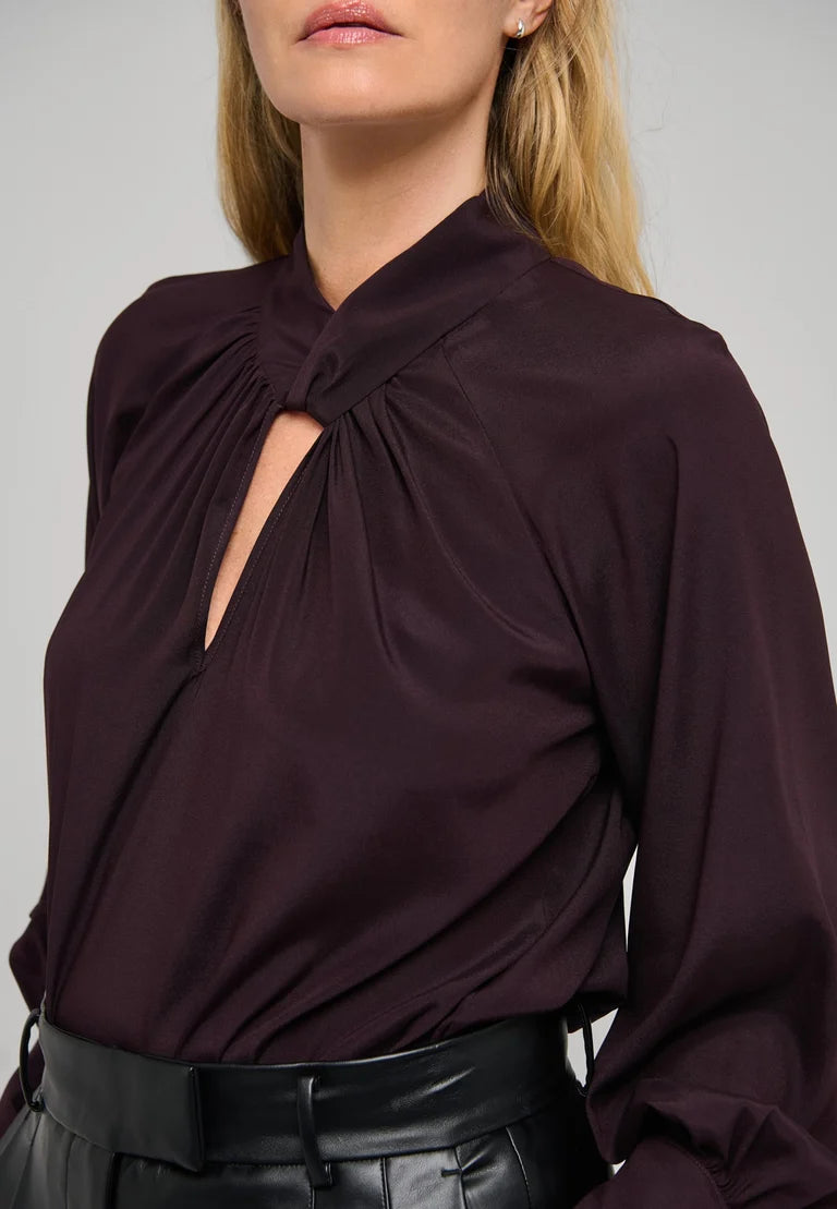 Dea Kudibal Madeline Berry Wine Blouse With Drape Detail