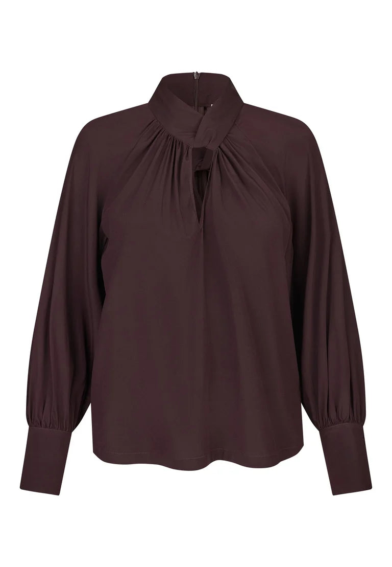 Dea Kudibal Madeline Berry Wine Blouse With Drape Detail