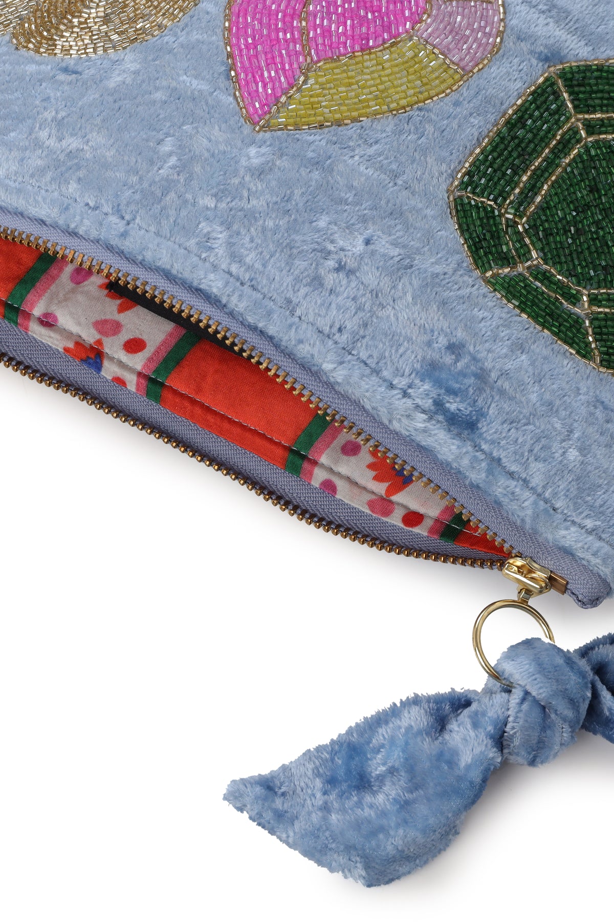 Emily Lovelock Diamond Blue Diamond Viscose Velvet Pochette