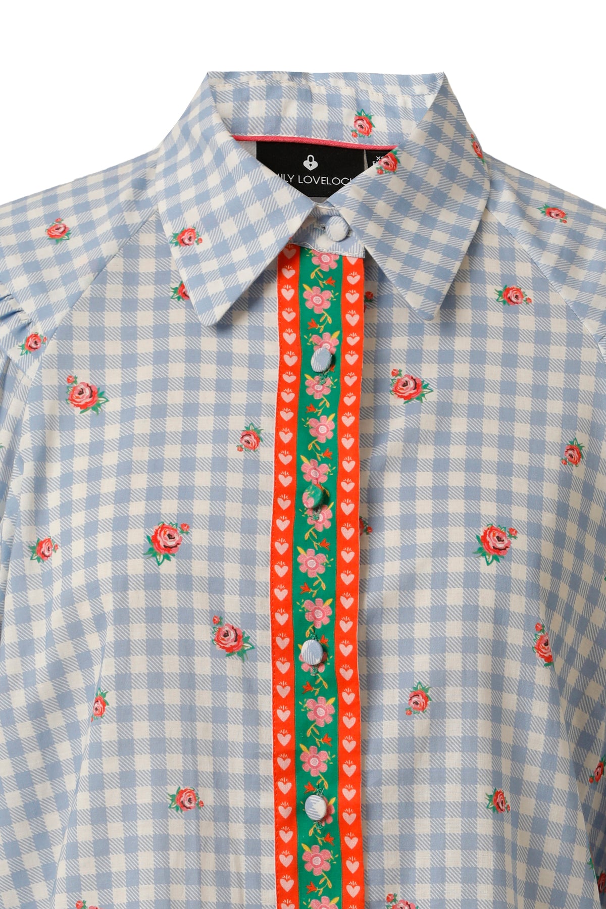 Emily Lovelock Chambray Blue Edie Print Blouse