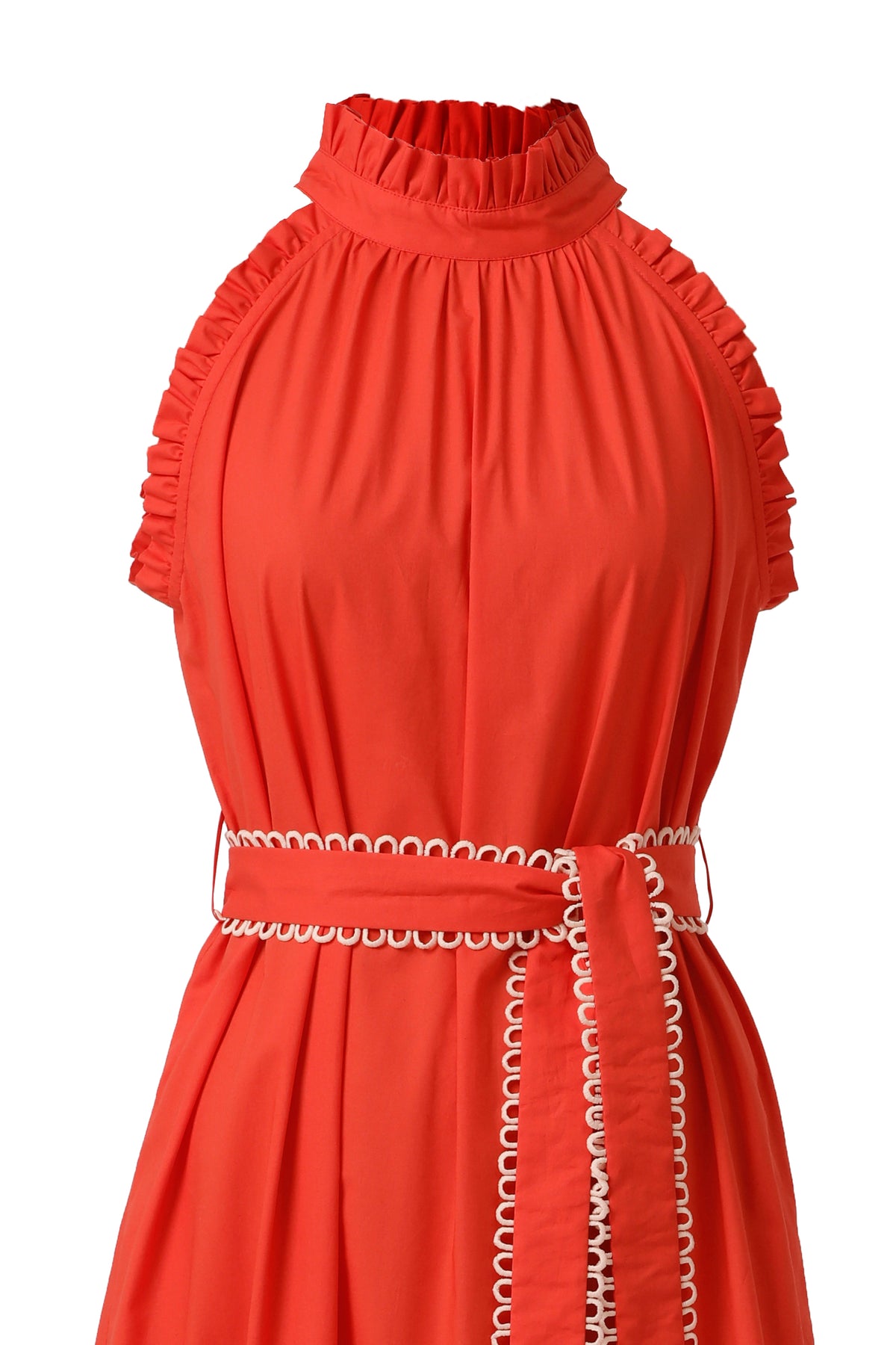 Emily Lovelock Celine Organic Cotton Flame Scarlett Red Dress