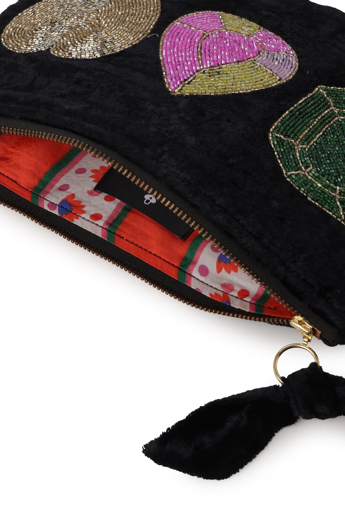 Emily Lovelock Diamond Black Viscose Velvet Pochette