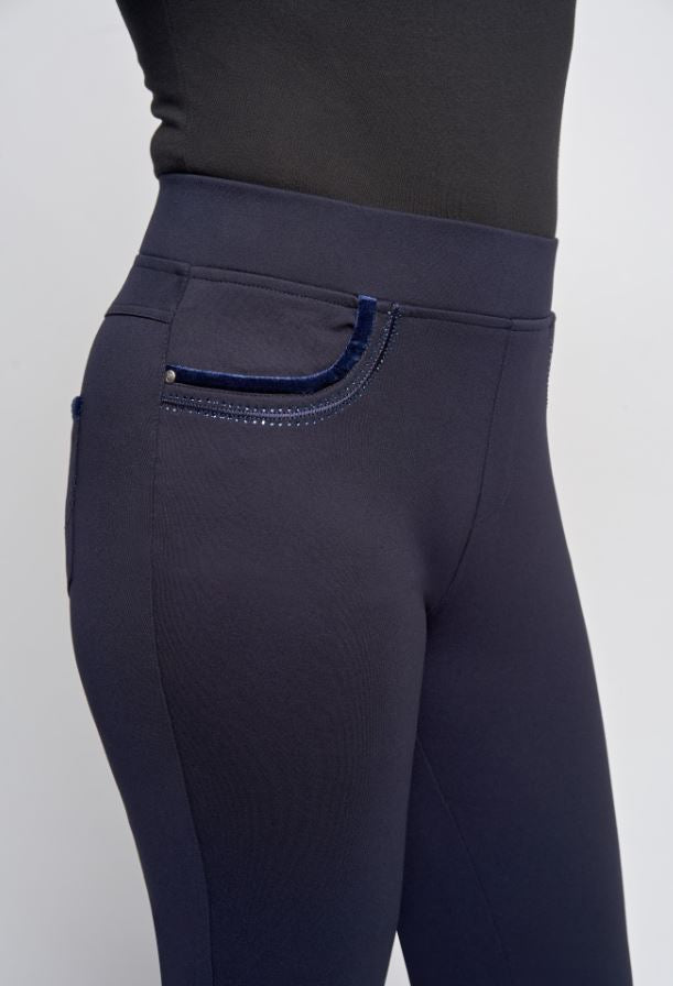 Pinns Navy Ponte Jean Style Trouser With Pocket Detail - Suzanne
