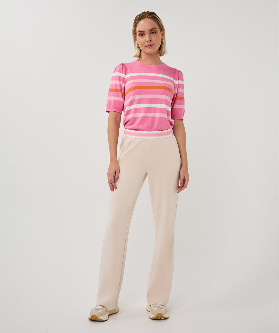 Esqualo Rose Striped Short Sleeved Sweater