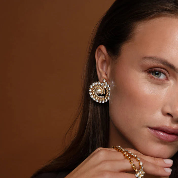 Caroline Svedbom Zia Earrings Gold Topaz Combo