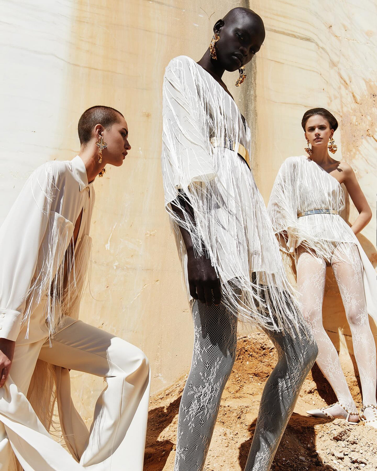 Access Fashion Cream Fringed Shirt Style Dress