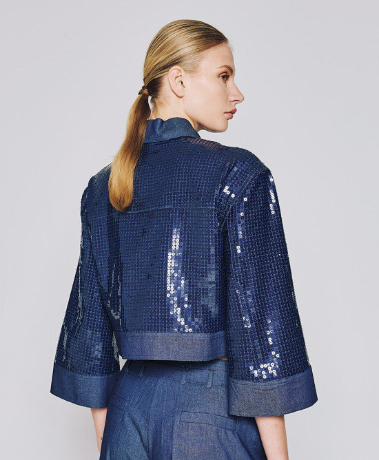 Access Fashion Cropped Sequin Jacket