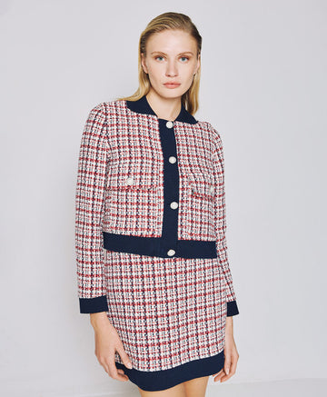 Access Fashion Cropped Tweed Blazer With Ribbed Details