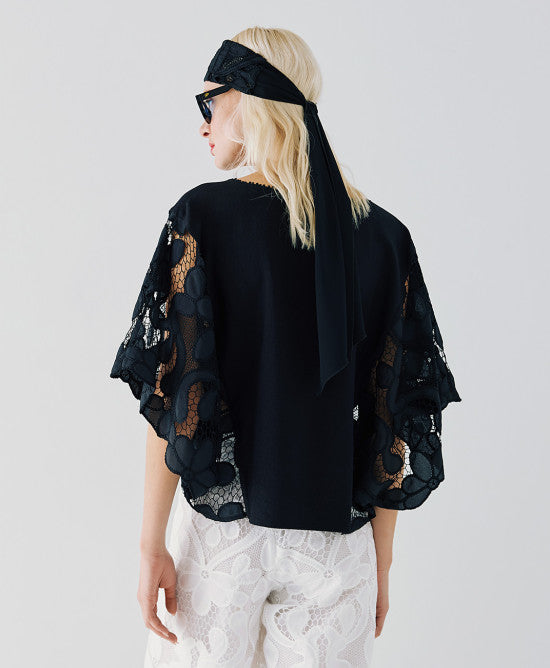 Access Fashion Black Oversized Blouse with Broderie Details