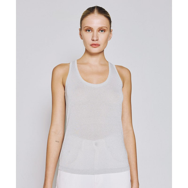Access Fashion Silver Sleeveless Lurex Top