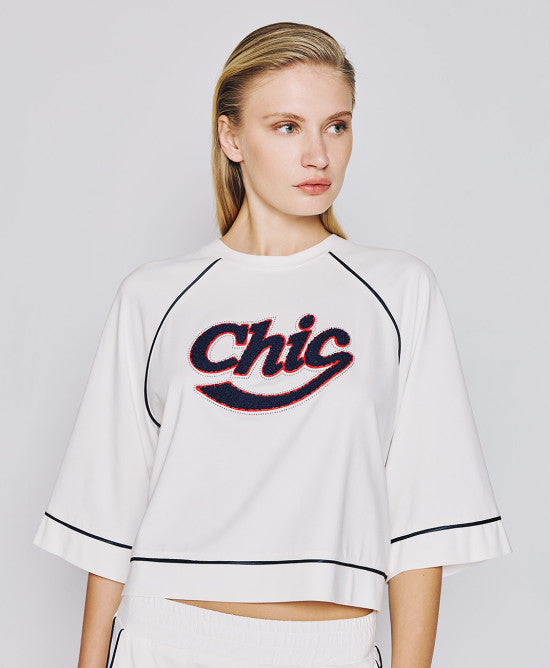 Access Fashion Chic White Blouse With Piping Details