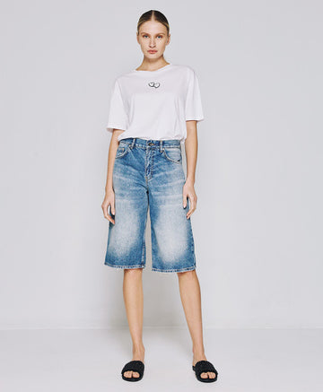 Access Fashion White Tshirt WIth A Print & Heart Embroidery