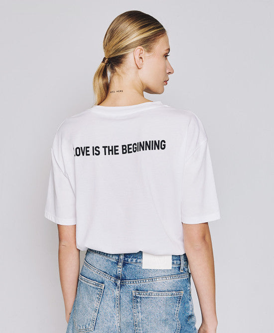 Access Fashion White Tshirt WIth A Print &amp; Heart Embroidery