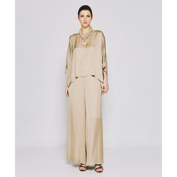 Access Fashion Beige Blouse With Batwing Sleeves