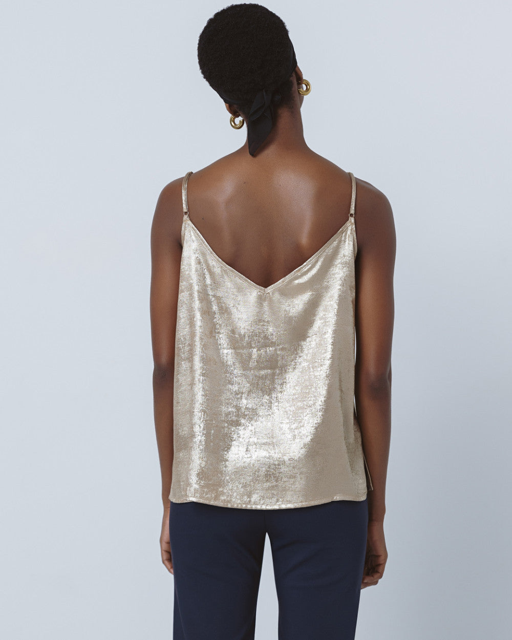 Access Fashion Cream Metallic Effect Strappy Top