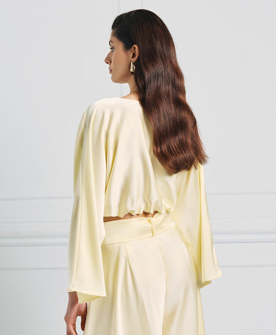 Access Fashion Yellow Draped Blouse With A Knot