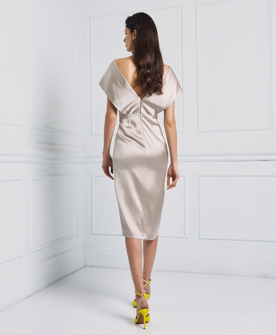 Access Fashion Silver Midi Satin Dress