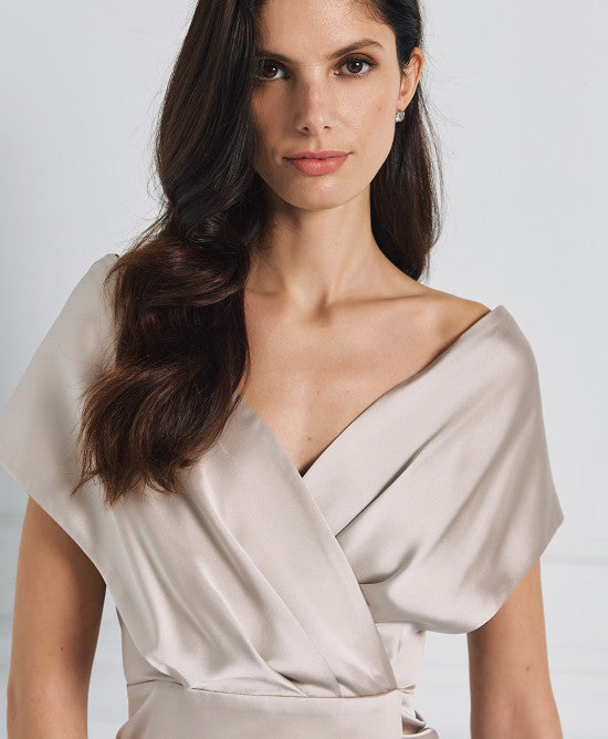 Access Fashion Silver Midi Satin Dress