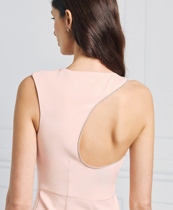 Access Fashion Peach Midi Dress With Asymmetric Sleeves