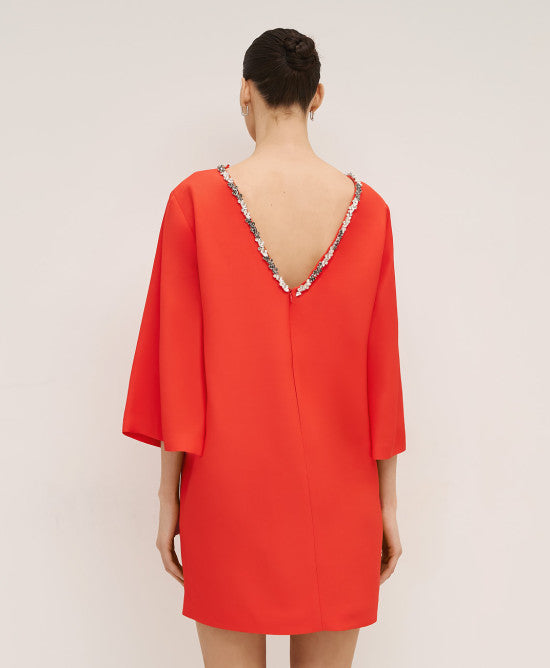 Access Fashion Red Mini Dress With Decorative Rhinetones