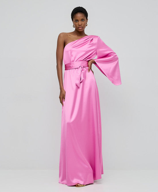 Access Fashion Pink Satin One Shoulder Dress